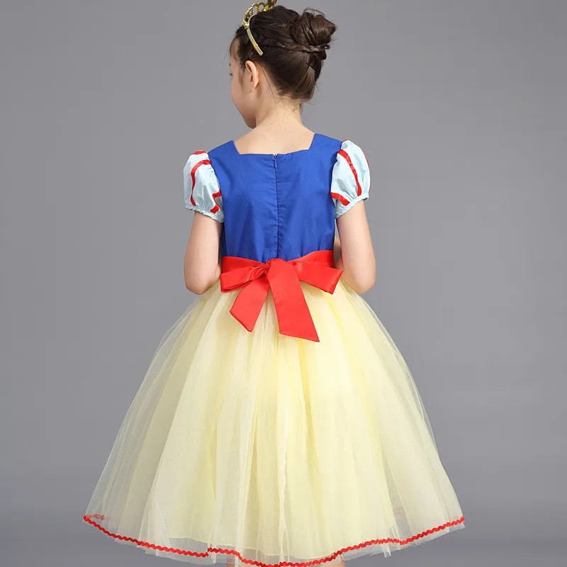 Summer Girls Snow White Princess Dresses Kid Short Sleeve Mesh Dress Fancy Girl Carnival Birthday Graduation Party Vestido 4-10y | Детская
