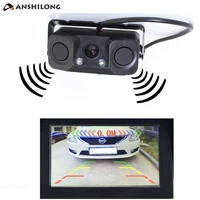 anshilong auto car parktronic video parking sensor bi alarm with rear view camera 2 radar distance display indicator