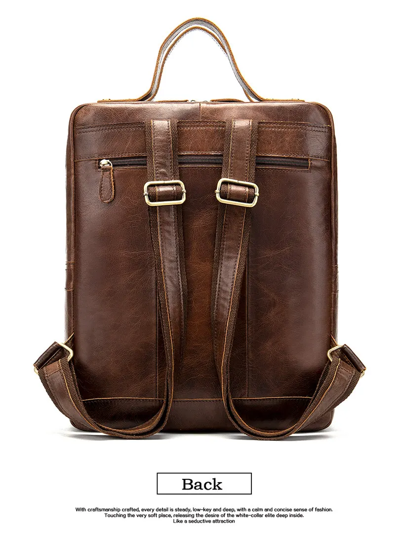 Vintage Genuine Leather Backpack Men Laptop Backpack High Quality Cowhide Leather Male Casual Bags Large Capacity