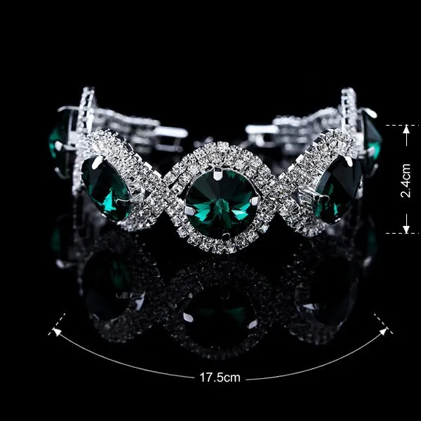 Best Sellers Luxurious Round Blue Crystal Silver Color Bracelets Bangles Women Charm Wedding Party Jewellery Bracelet Femme | Украшения и