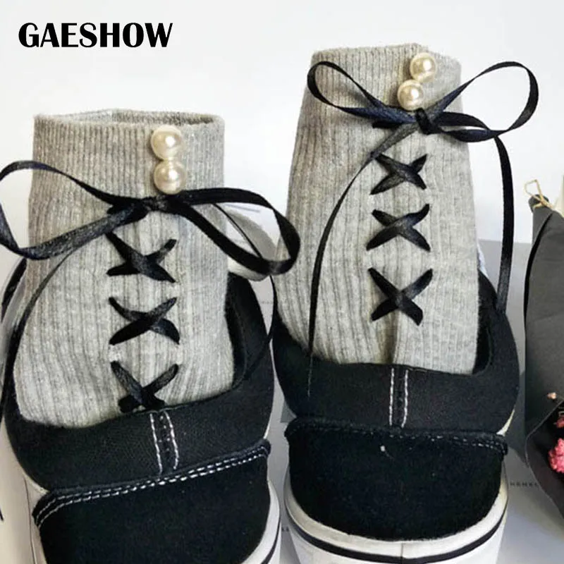Gaeshow Harajuku назад ленты лук Крест из бисера носки Повседневное Осенне зимняя