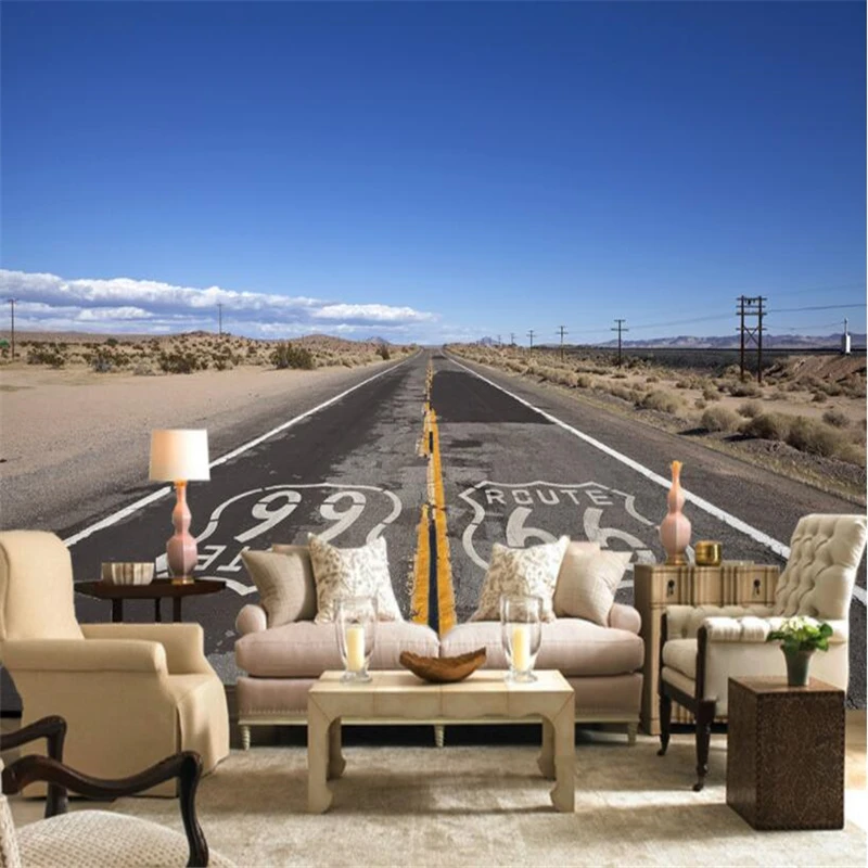 

beibehang Custom Wall paper 3D Extreme Space 66 Highway Tooling Living Room TV Backdrop Decorative Paintings