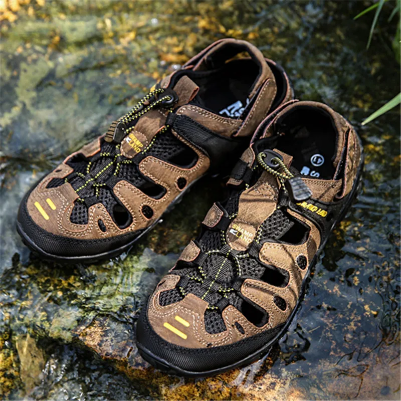 Мужские сандалии Летняя обувь уличные шлепанцы Водонепроницаемые Пляжная на