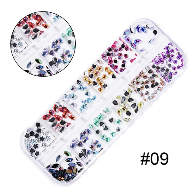 A9 Multi-size Nail Rhinestones 3D Crystal AB Clear Nail Stones Gems Pearl DIY Nail Art Decorations Gold Silver Rivet Rhinestone - Цвет: A9