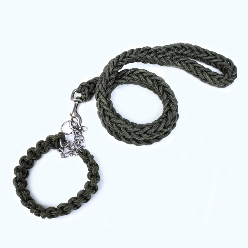 Dark Green Прочная свинцовая цепь для средних и больших собак нейлоновый переплет ошейник и поводок для больших собак золотистый ретривер, Питбуль поводки домашнее животное поставки - Цвет: Dark Green
