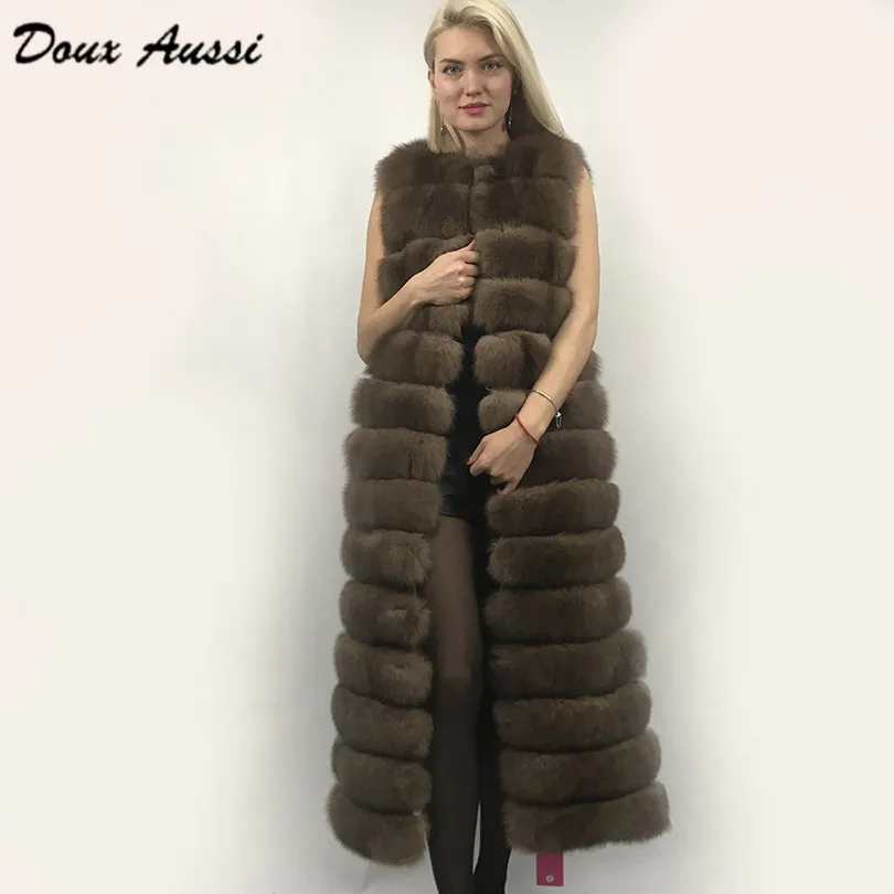 2017 толстый теплый жилет из натурального Лисьего меха для женщин зимняя X-Long