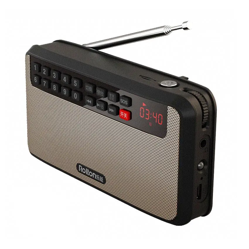 RoltonT60 MP3 плеер мини портативные аудио колонки 2,1 fm-радио со светодиодный экраном Поддержка TF карты воспроизведение музыки светодиодный фонарик - Цвет: Golden