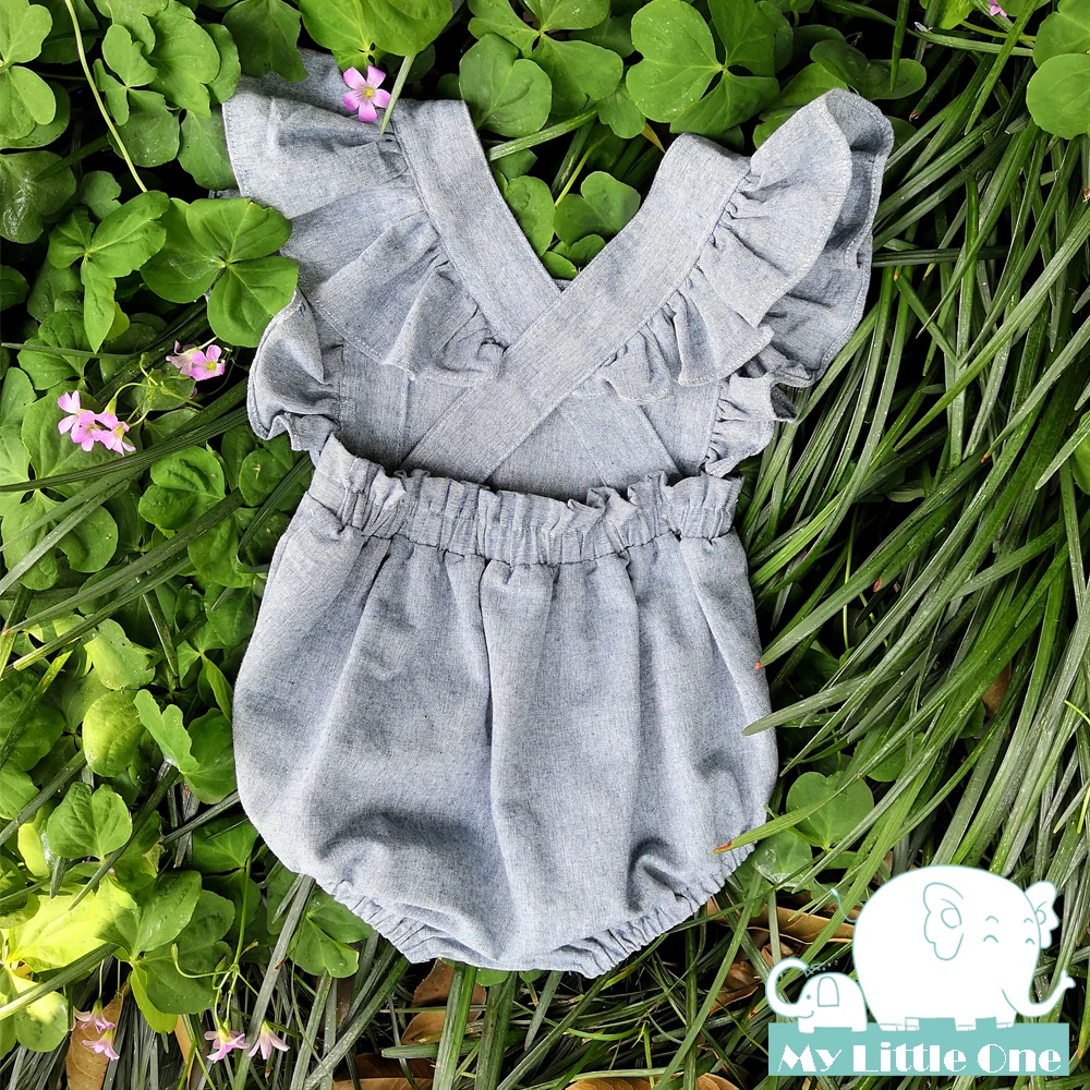 MyLittleOne/2019 летний однотонный комбинезон с открытой спиной для маленьких девочек |