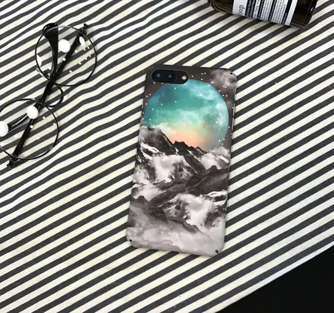 Fundas Coque для Iphone 6 S plus, 7, 7 plus, 6s 6 plus, 8, 8 plus, X Новое поступление природа пейзаж горы Луна рc Жесткий Чехол для мобильного телефона