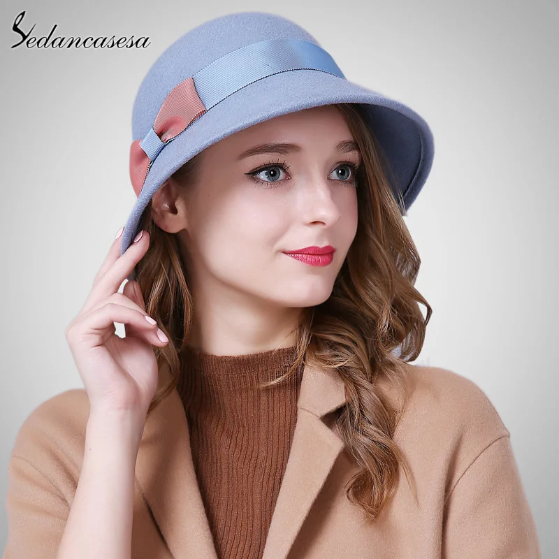 Sedancasesa Новая Женская шляпка с широкими полями 100% австралийская шерстяная Панама
