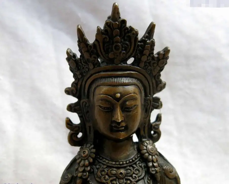 9 &quotКитайская латунная медная колокольчики квань-инь статуя Будды Гуаньинь