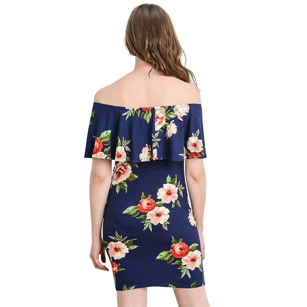 2019 элегантное платье для беременных с рюшами тонкий открытыми плечами