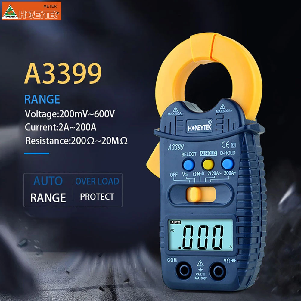 HONEYTEK A3399 Мини цифровой мультиметр клещи измеритель тока AC/DC сопротивление напряжения Емкость Частота тестер Detectio