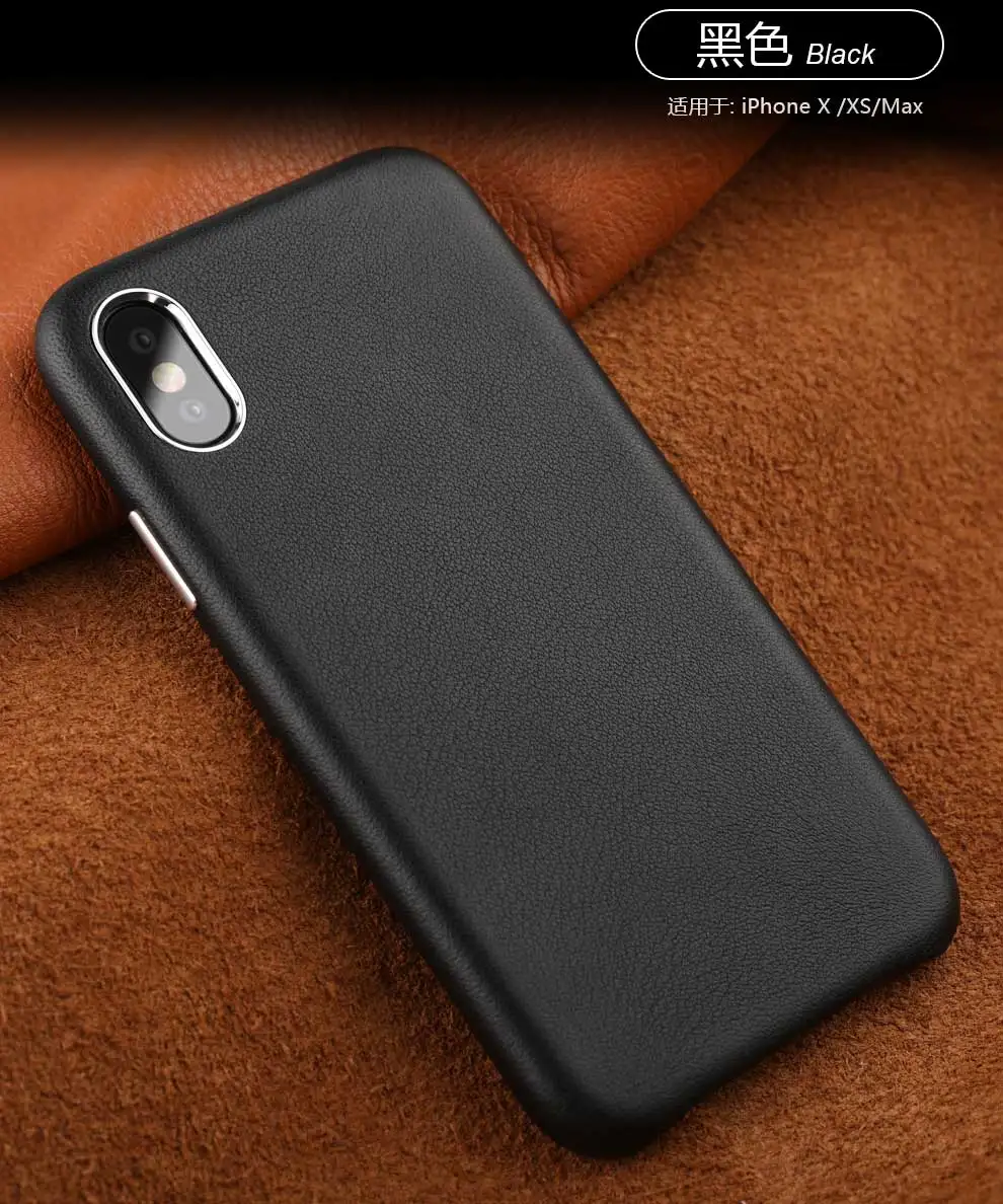 Ультратонкий чехол из натуральной кожи для мобильного телефона s для iphone 6plus, чехол 7 8 X XS XSmax XR, чехол для телефона с защитой от падения для iphone 7 - Цвет: black
