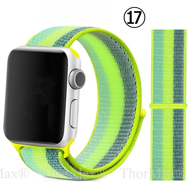 17-YG Stripe Нейлоновый спортивный сменный ремешок для Apple Watch 5/4 40 мм 44 мм Полосатый Мягкий дышащий ремешок для iwatch серии 5 4 3 38 мм 42 мм - Цвет ремешка: 17-YG Stripe