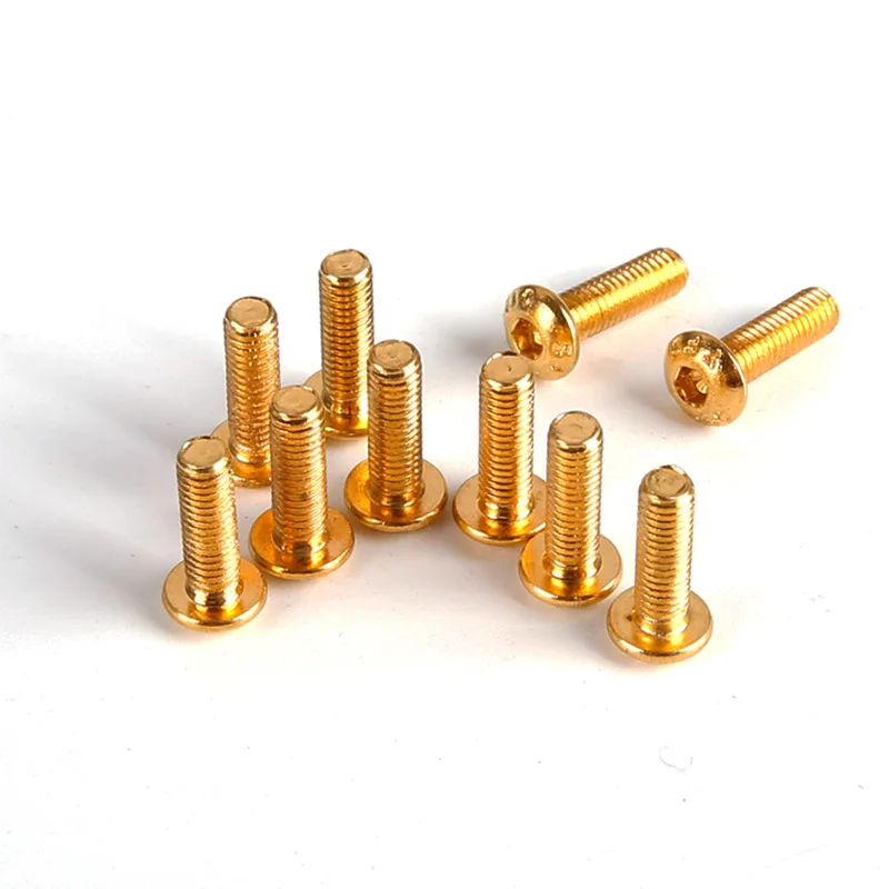 10Pcs iso7380 half round Alloy steel Titanium plated Gold Hex Screw M2 M2.5 M3 M4 M5 titanium plating gloden button head | Обустройство