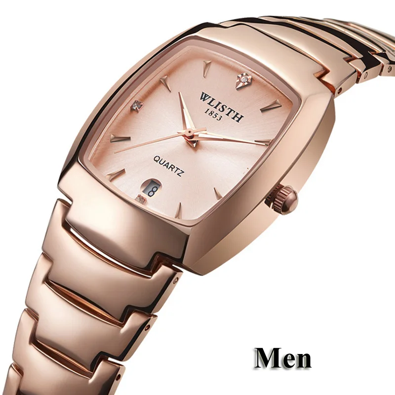 MenRoseGold Парные часы для мужчин и женщин, кварцевые наручные часы, роскошные брендовые новые модели, женские часы, модные деловые часы для влюбленных - Цвет: MenRoseGold