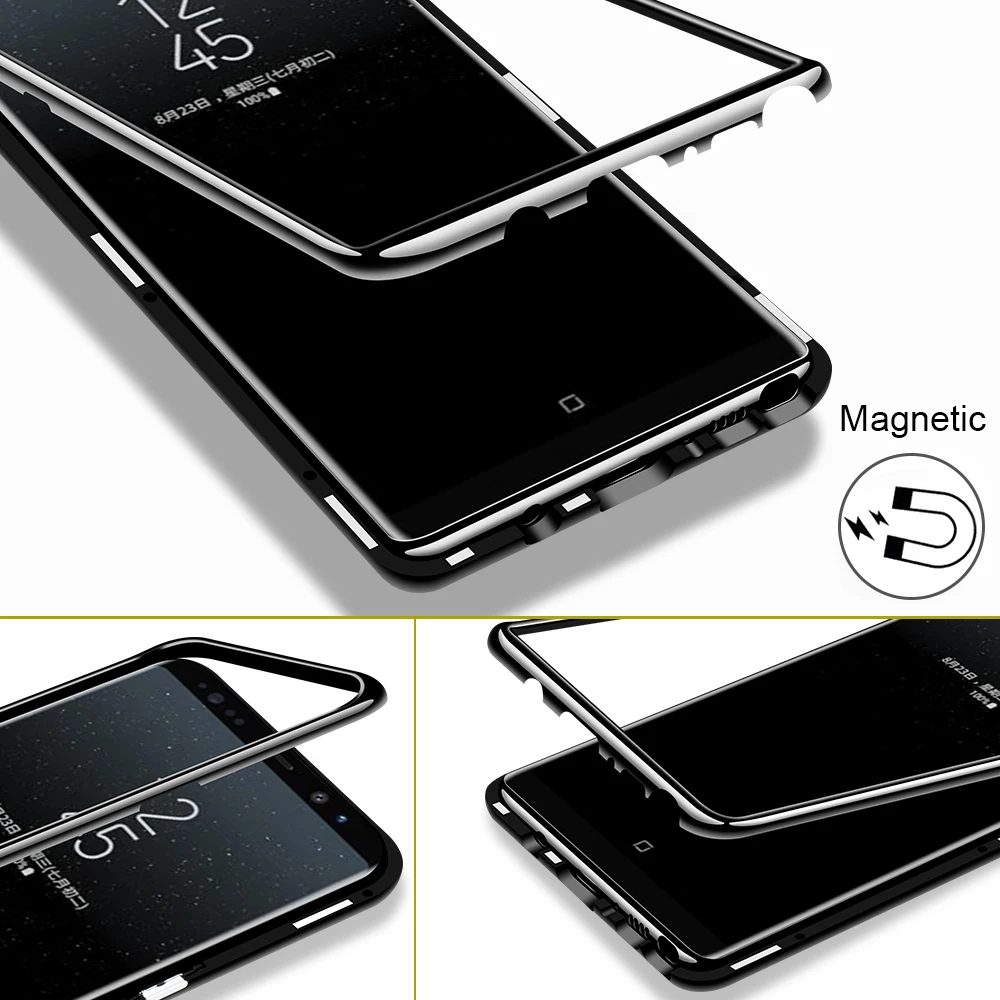 Покрытый магнитным 360 Защитный стеклянный мраморный чехол для samsung Galaxy S9 S8 S10 Plus Note 9 8 S7 Edge S10e с передней мягкой пленкой