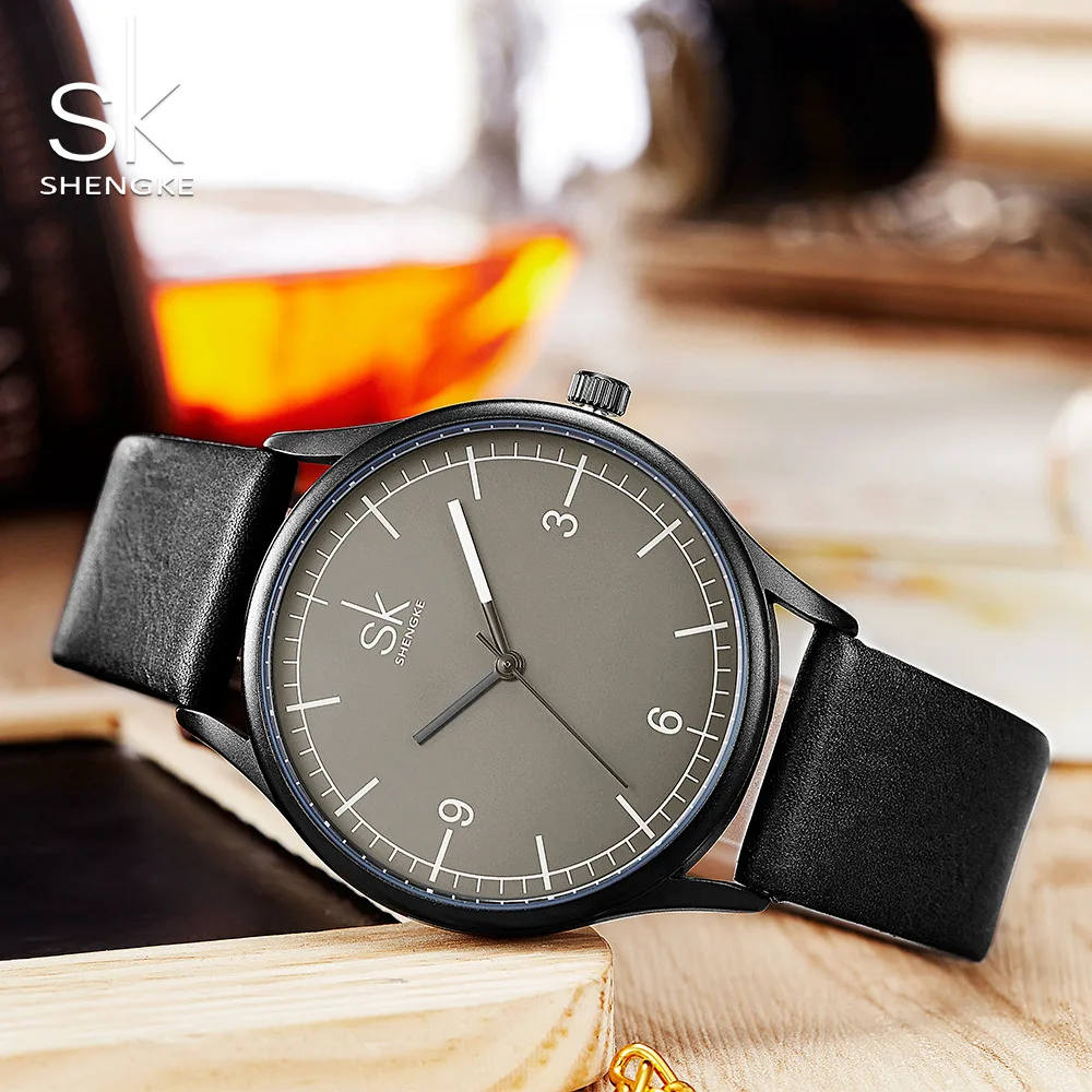 SHENGKE Fashion Quartz Women's Watches Leather Watches Minimalist Clock Ladies Wristwatch Women Watches Casual Relogio Fasculino