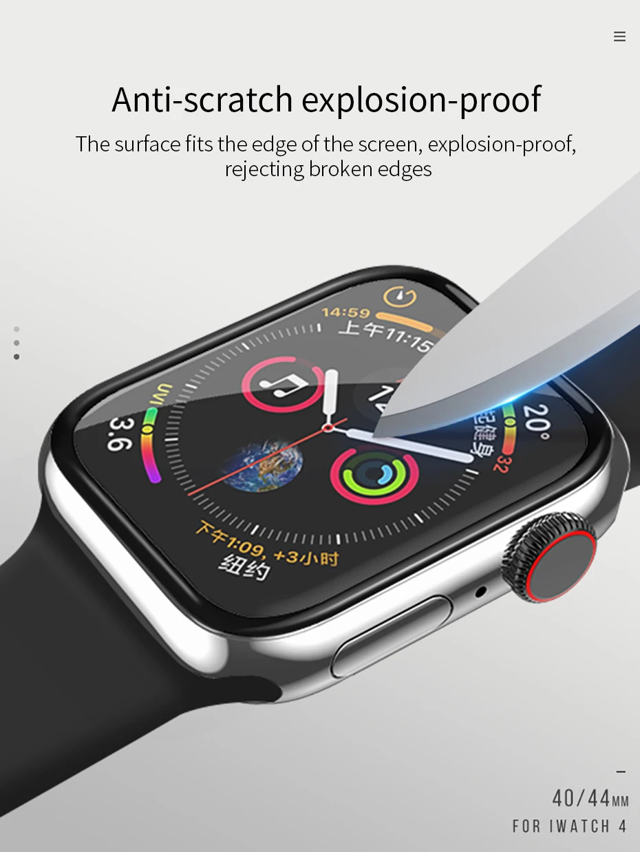 HOCO 3D изогнутое Закаленное стекло пленка для Apple Watch 4 9H Полное покрытие экрана Защитное стекло для Apple Watch серии 4 40 мм 44 мм