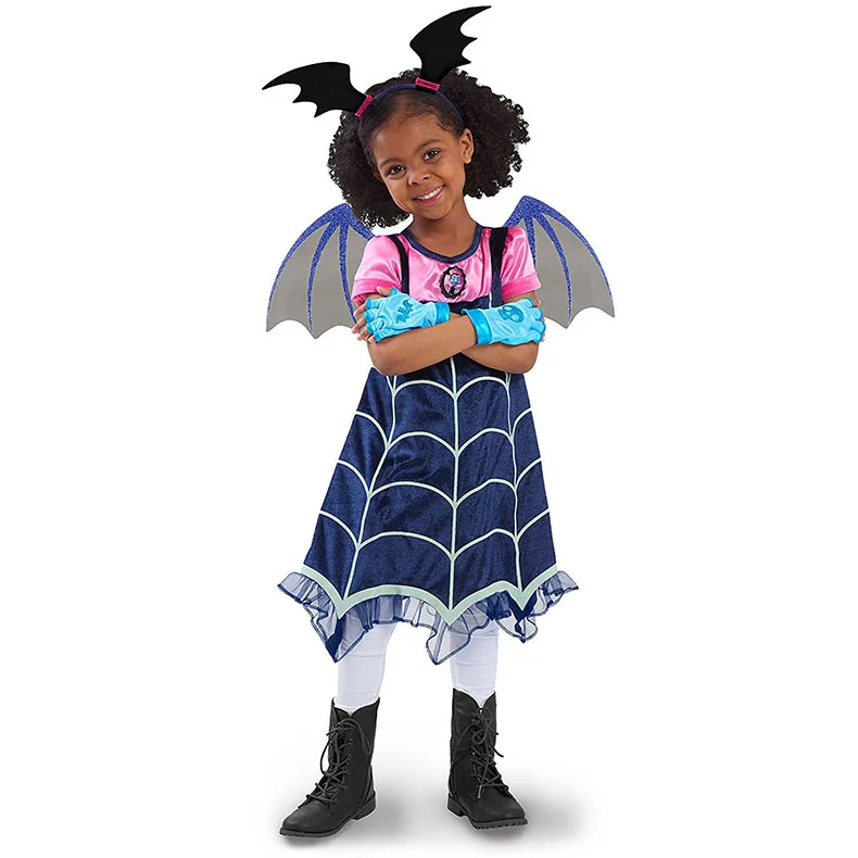 Vampirina/детские маскарадные костюмы; аксессуары для волос для рождественской вечеринки; комплект повседневной одежды для девочек с крыльями летучей мыши; платья трапециевидной формы