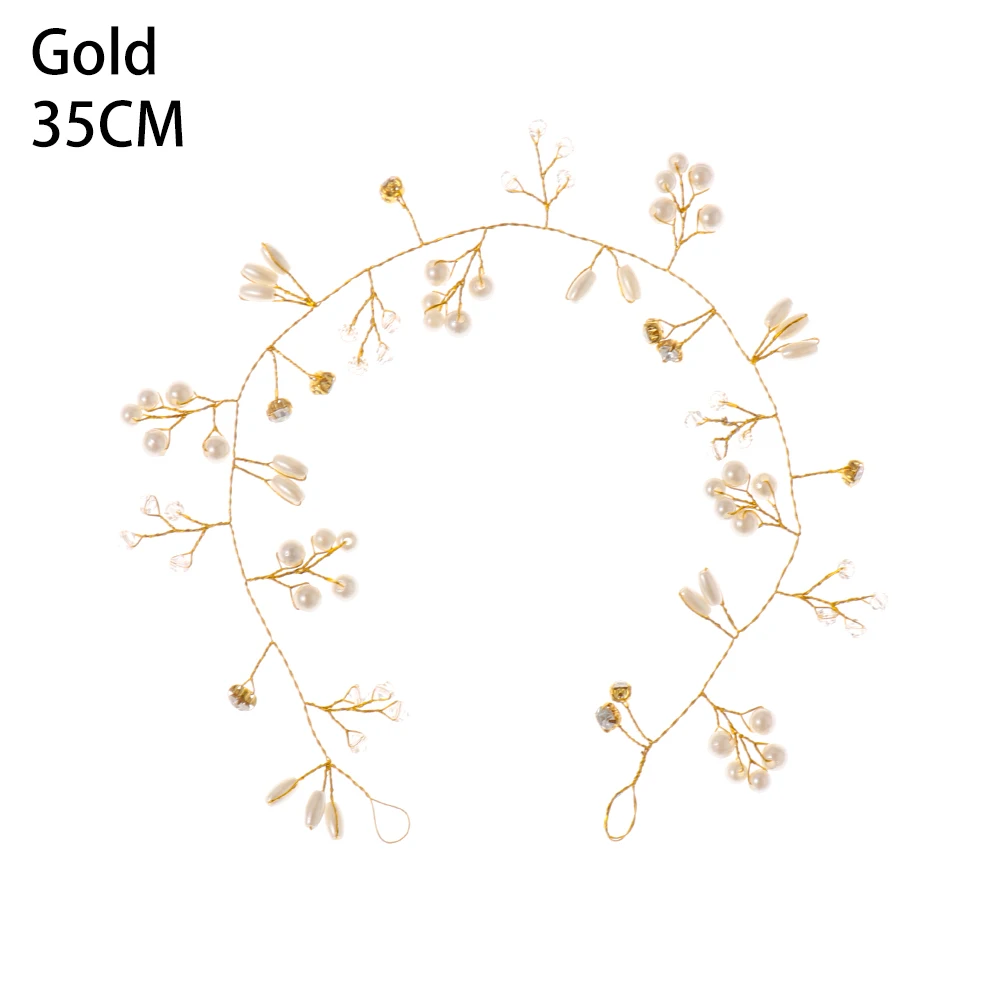 G-35 35/50/100/150CM Pearl Crystal Wedding Hair Vine Tiara Bridal Headband Fashion Hair Accessories Romantic Women Hair Jewelry - Окраска металла: G-35