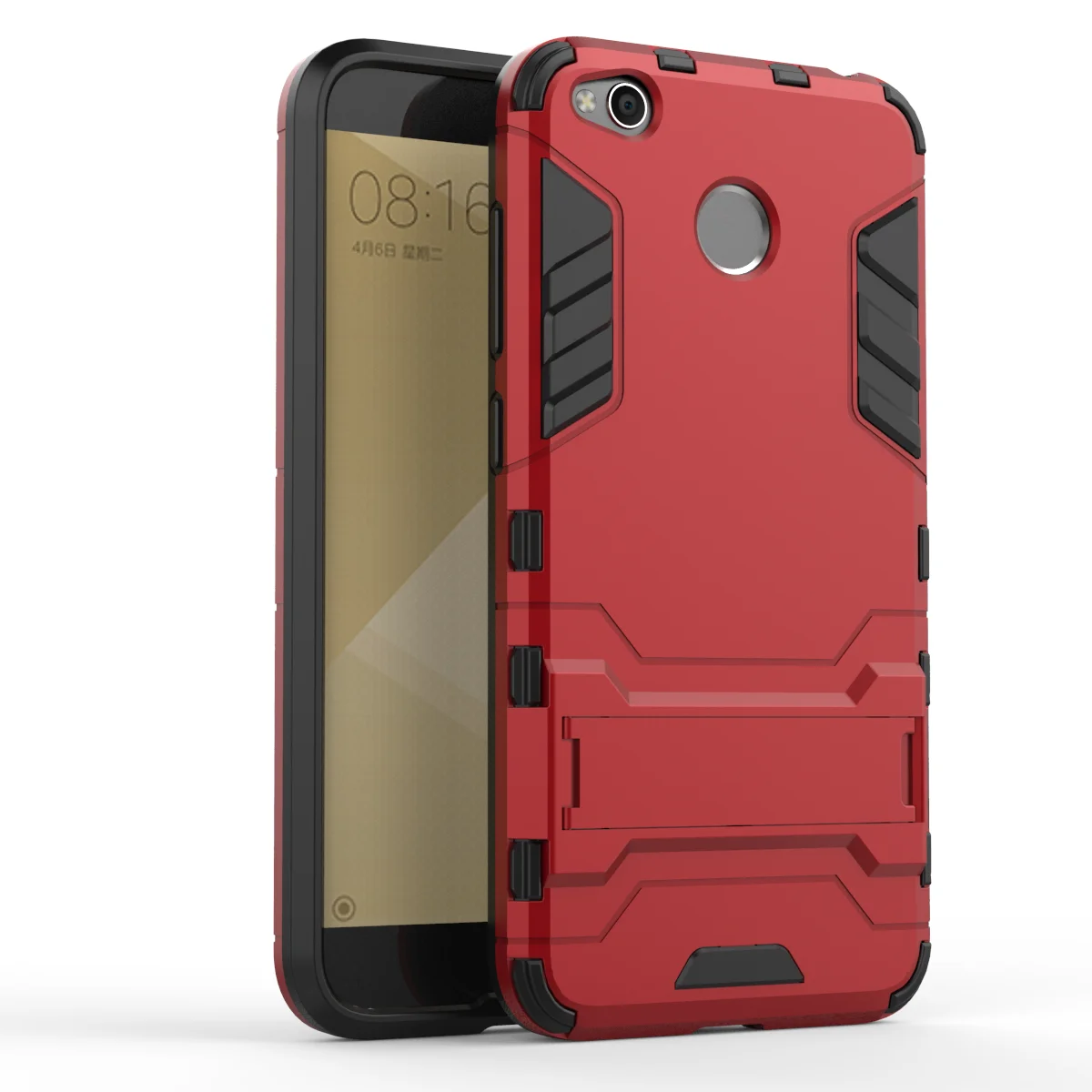 Red Чехол для телефона для Xiaomi Redmi 4X2 в 1 pc чехол с подставкой жесткий Броня прочный защитный корпус Coque для Xiaomi Redmi 4X5," Capa - Цвет: Red