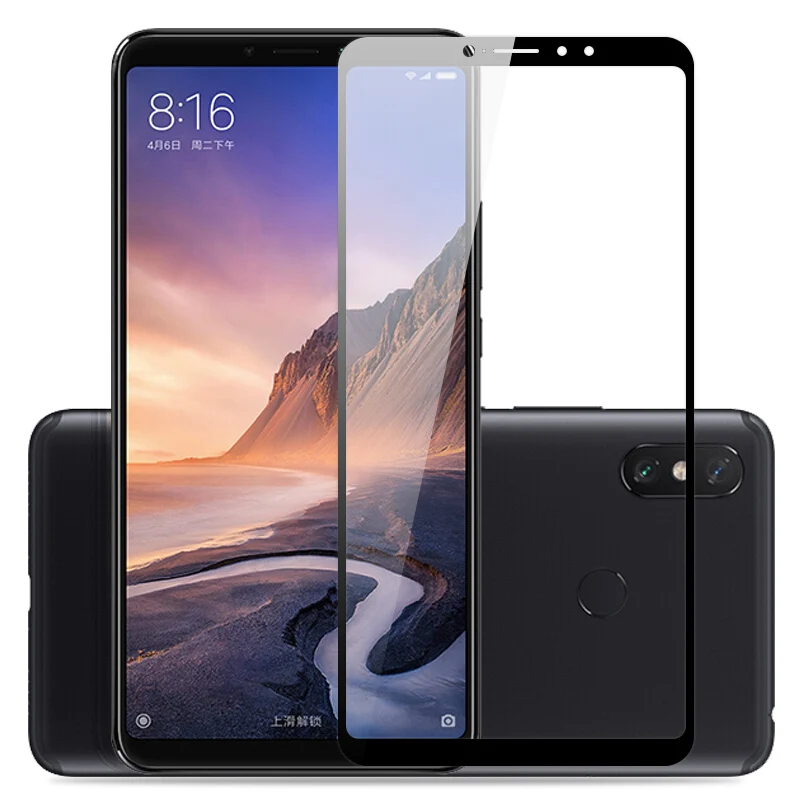 Стекло mi max 3 для Xiaomi mi max 3, закаленное стекло MOFI mi max 3, полное покрытие, защита экрана 2.5D, прозрачная стеклянная пленка 6,9'' - Цвет: Black