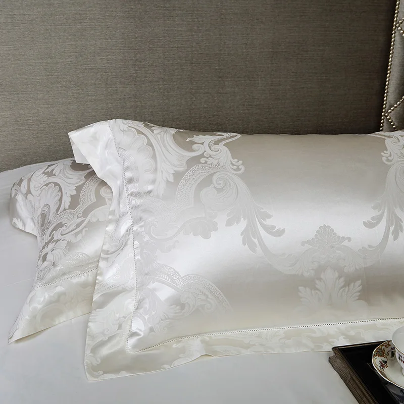 Cotton and Mulberry Silk Luxury Bedding Sets King size 4Pcs Premium Duvet Cover Set Bed Sheet Pillow shams Ultra Soft Durable