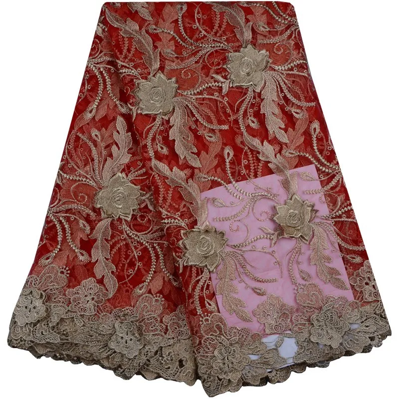 

Gold African Lace Fabric 3D Lace Fabric For Wedding Bridal Dress Tulle Lace Fabric Latest African Laces 808