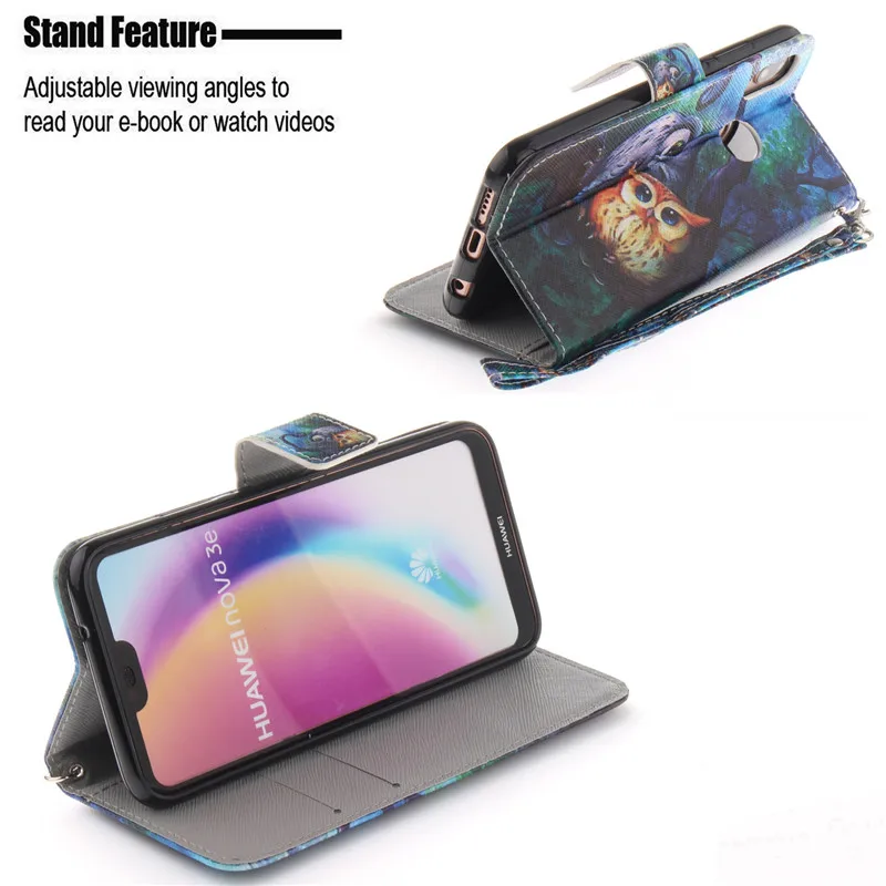 For Huawei Nova 3e Case Cover Wallet PU Leather Phone Flip Protective Back Bag | Мобильные телефоны и аксессуары