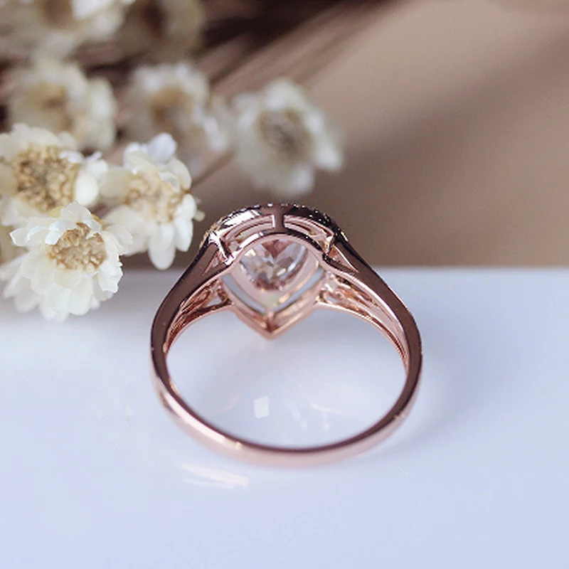 

Dupuy Classic Drop Diamond Ring 6 * 8mm1.2ct Cut Girl Morganite Engagement Ring Jewelry Valentine's Day Gift Anillo D180090