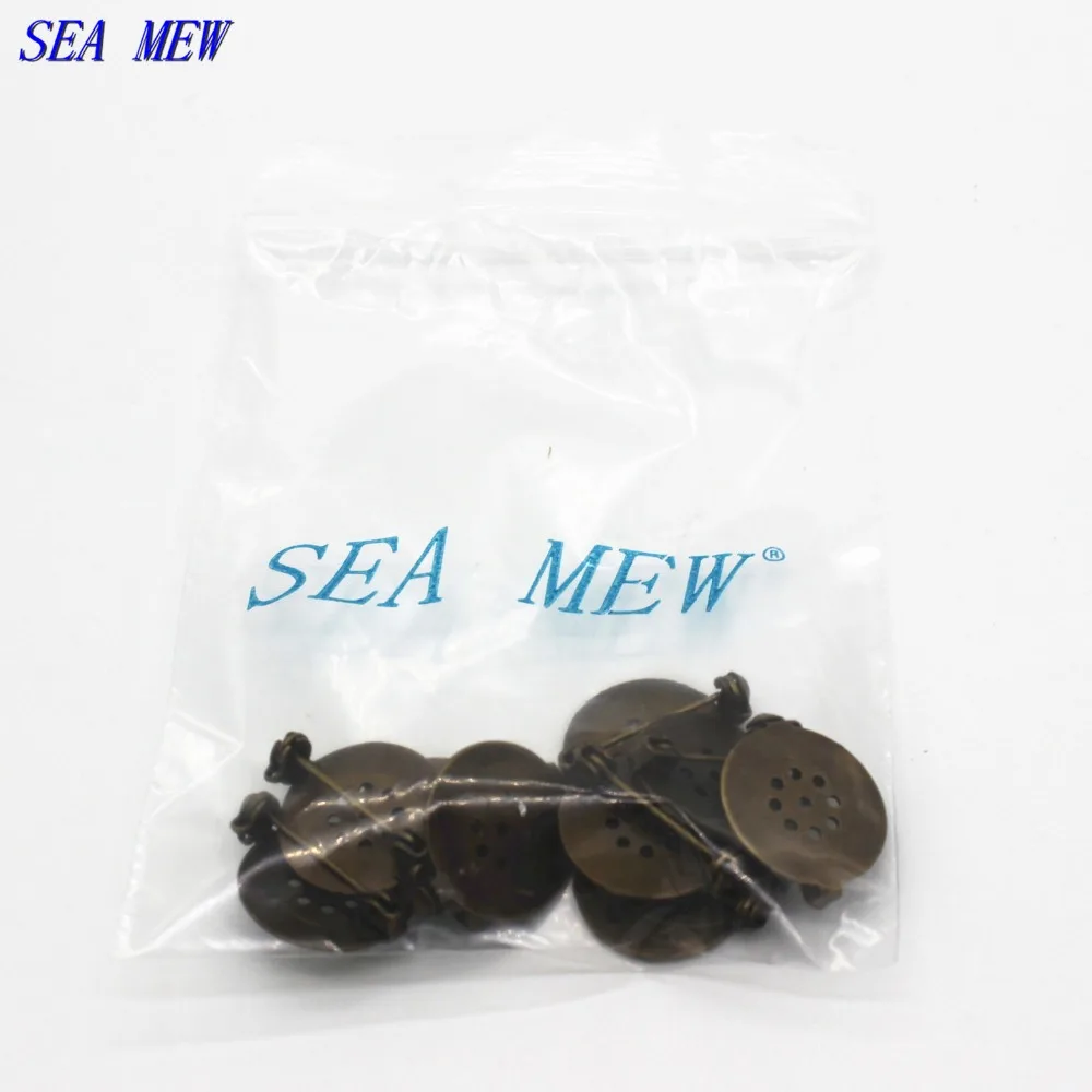 SEA MEW 17 мм Базовая медная античная бронза/золото/серебро плоская пустая база для