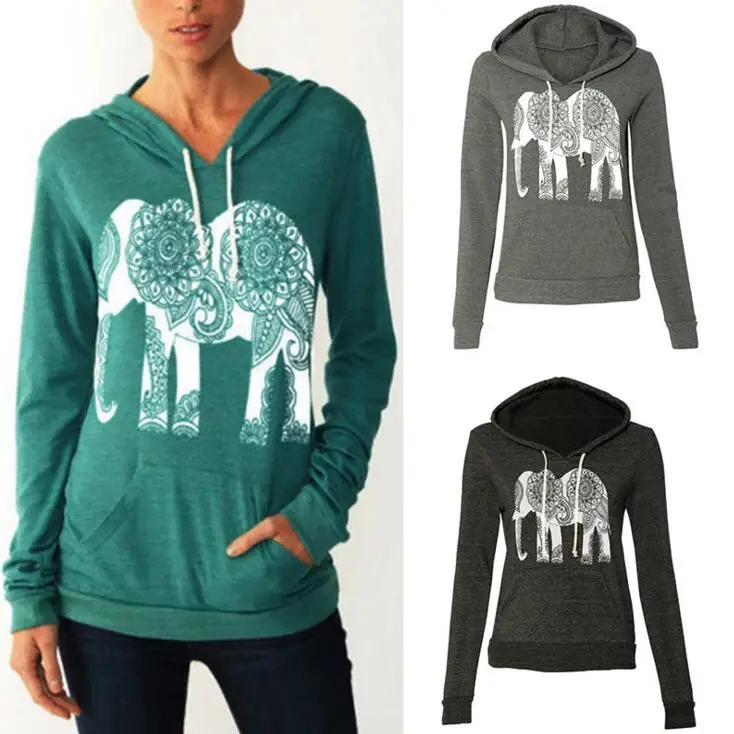 Осень-Весна Женщины Повседневная Печатные Толстовки Кофты С Длинным Рукавом