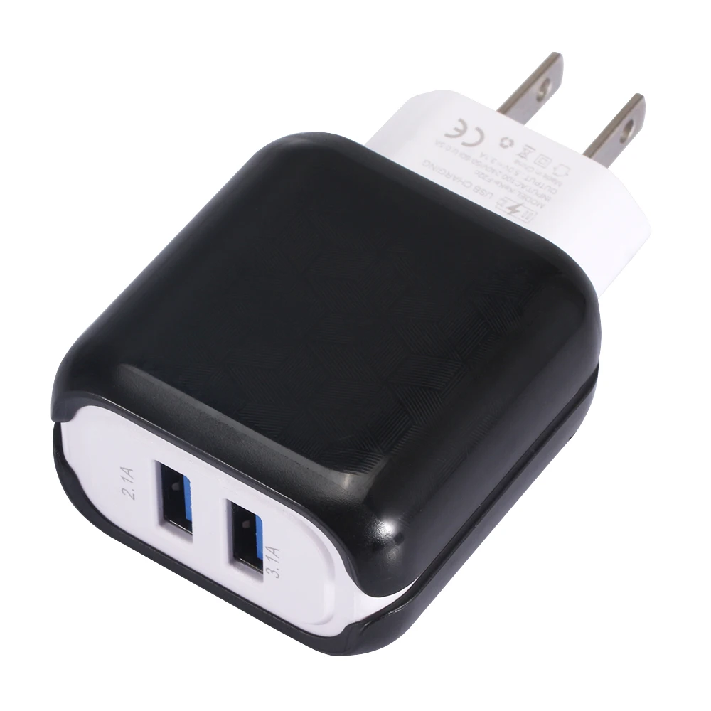 Настенное зарядное устройство USB для быстрой зарядки 5V 3.1A 2.1A 15 Ватт двойной порт USB зарядное устройство для iPhone samsung huawei
