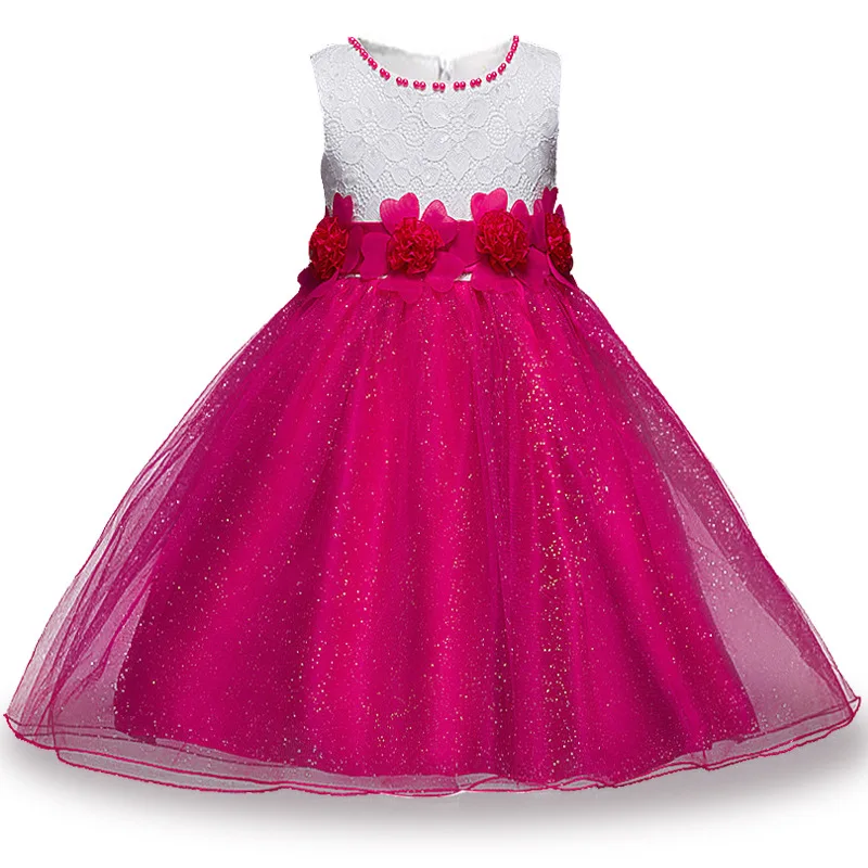 

Christmas Girls Dress Children Flower Girls Sleeveless Dress Party Wedding Dresses Elegent Princess Vestidos Brthday Ball Gown
