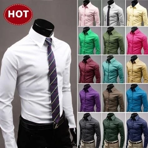 2019 Mens Shirts Stylish Long Sleeve Chemise Homme Masculina 17colors Size: M-XXXL  Social Camisas Hombre Vestir  Casual Shirt 1