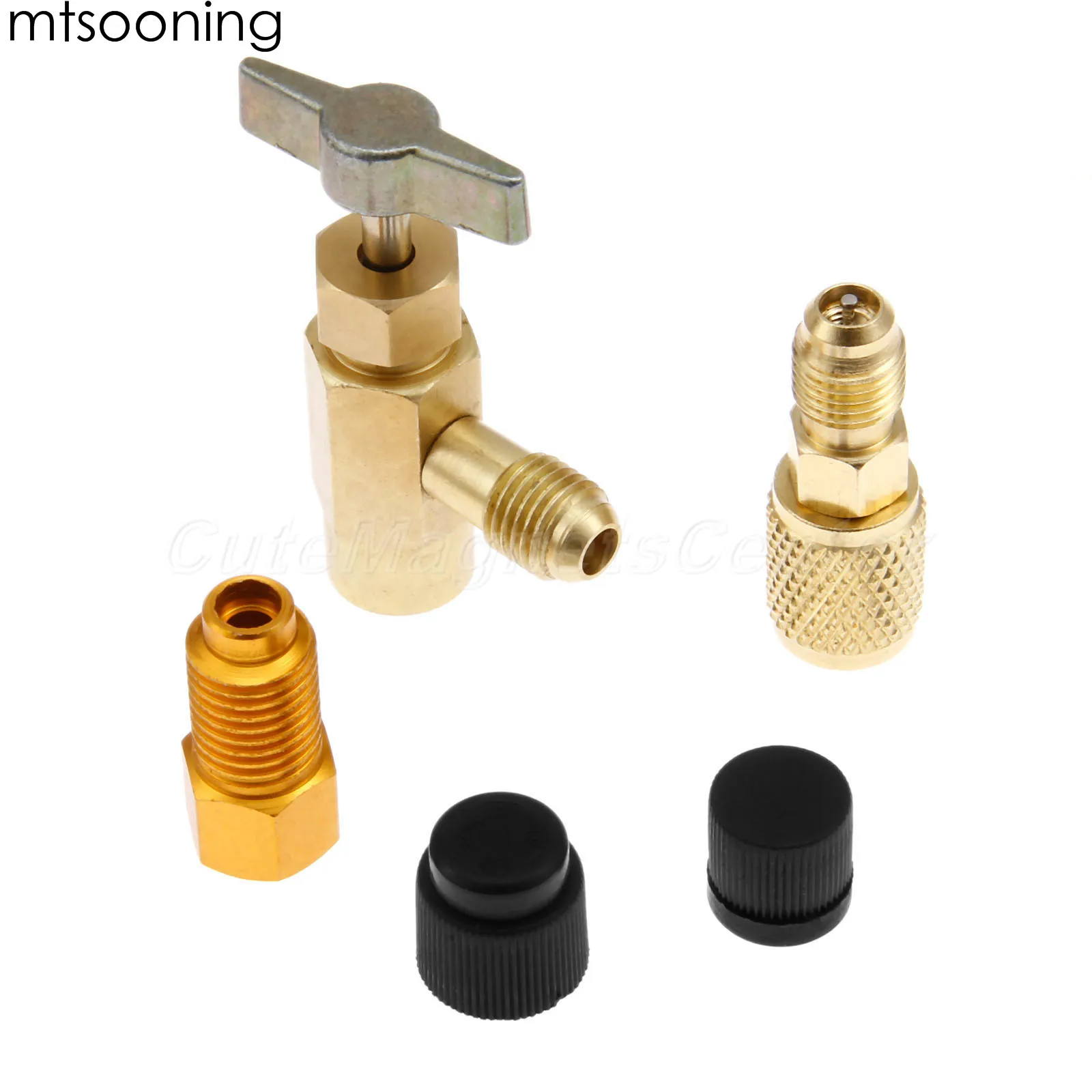Mtsooning 5 шт R-1234yf Может нажмите адаптер фитинги Комплект R134a R12 для 1/4 SAE 1/2 дюймовый ACME LH для R134a брандспойт клапан комплект