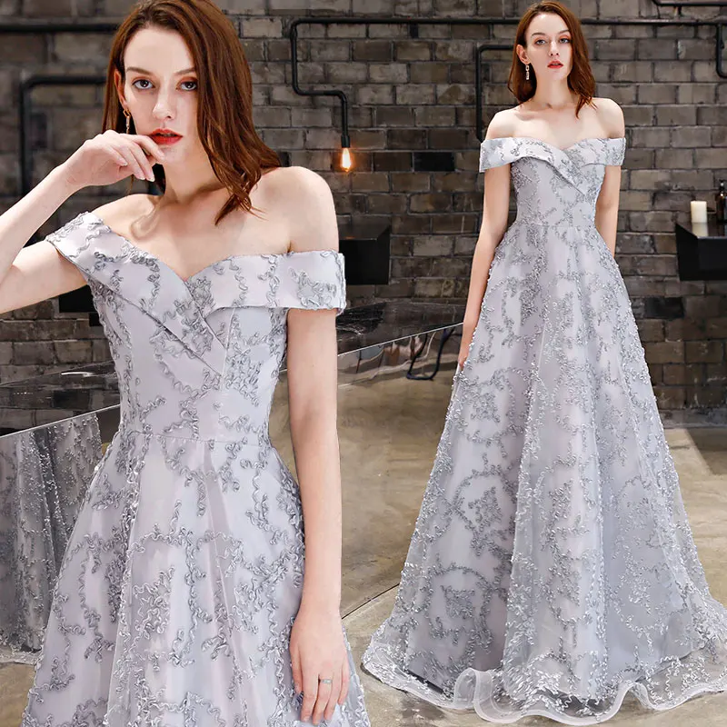 Женское платье с вырезом лодочкой SSYFashion элегантное простое вечернее до пола