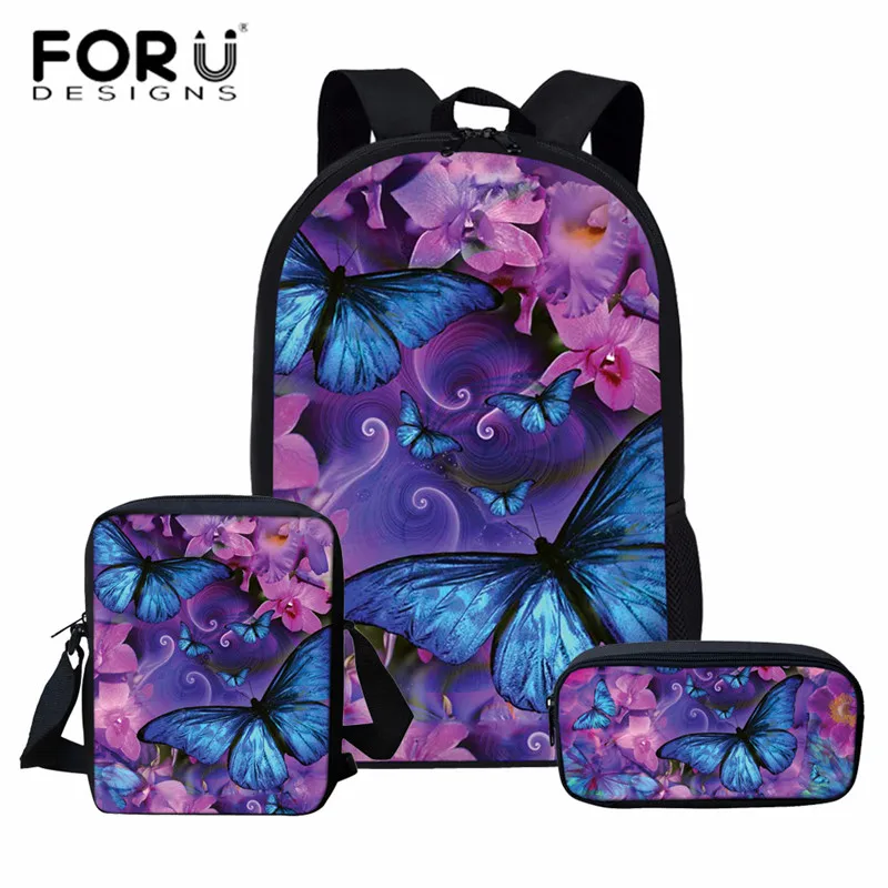 L5146CEK FORUDESIGNS/3 шт./компл. красивая бабочка школьные комплекты с сумкой школьная сумка для подростка Девушки Дети школьный детский рюкзак - Цвет: L5146CEK