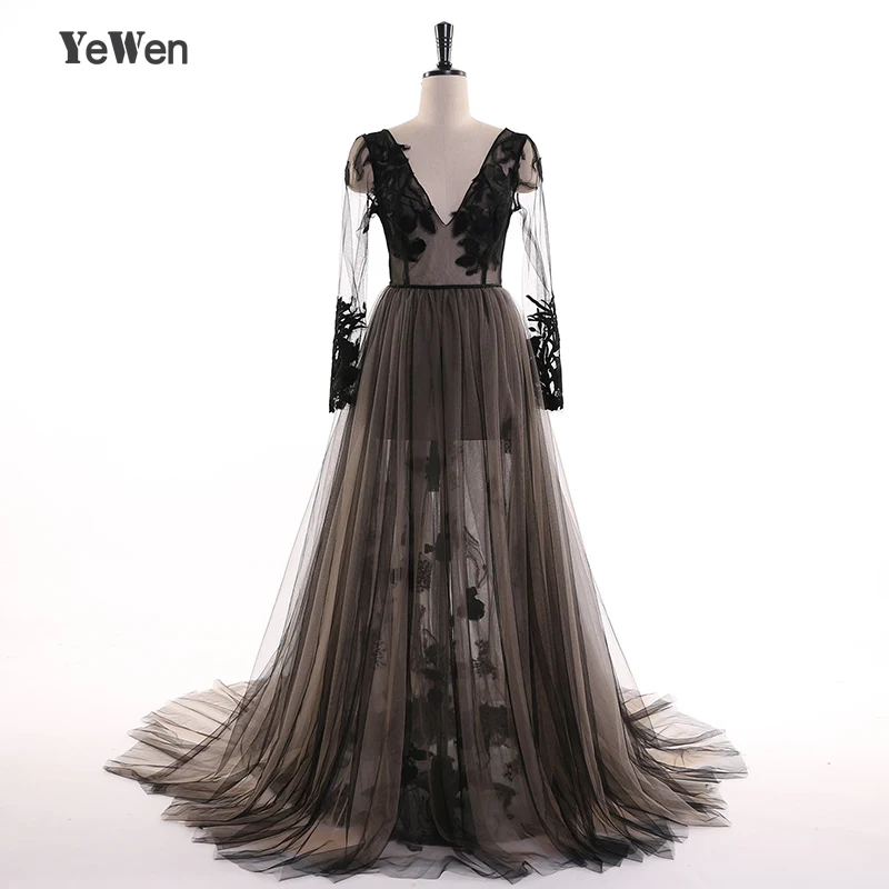 Сексуальные черные кружевные вечерние платья официальное элегантное Прозрачное