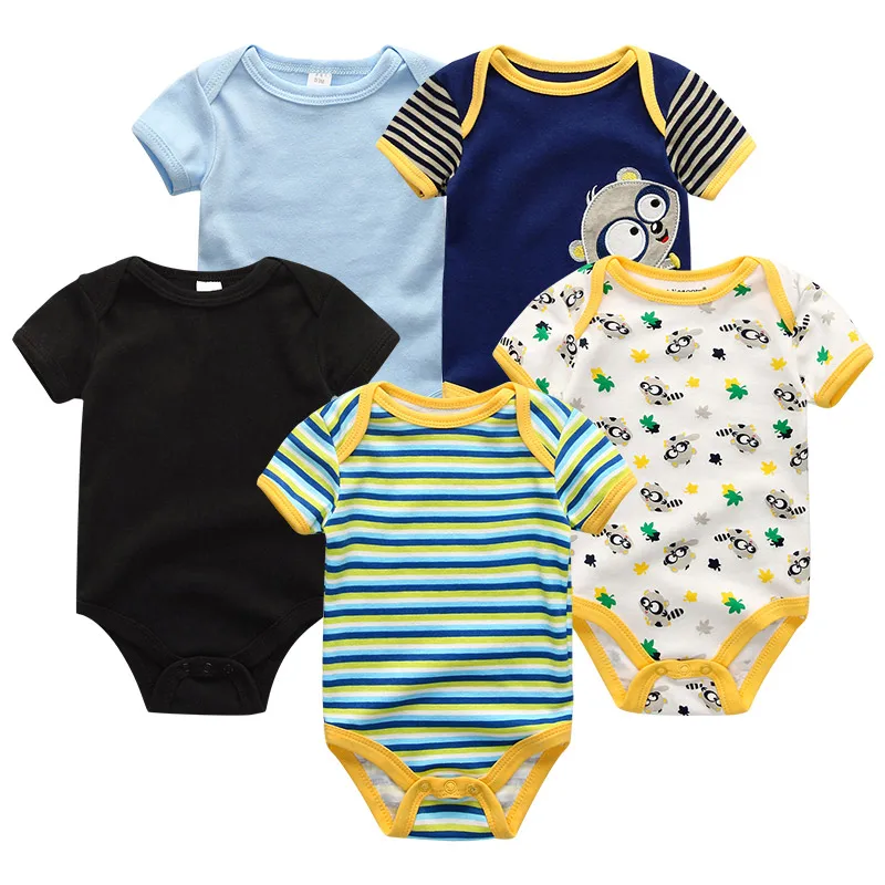 Baby Boy Clothes5122 5 шт./лот Единорог для маленьких девочек одежда комбинезоны для малышей для маленьких мальчиков Одежда для мальчиков и девочек; Roupas de bebe; Костюмы Размер 0-12 мес., комплект короткий рукав принт - Цвет: Baby Boy Clothes5122