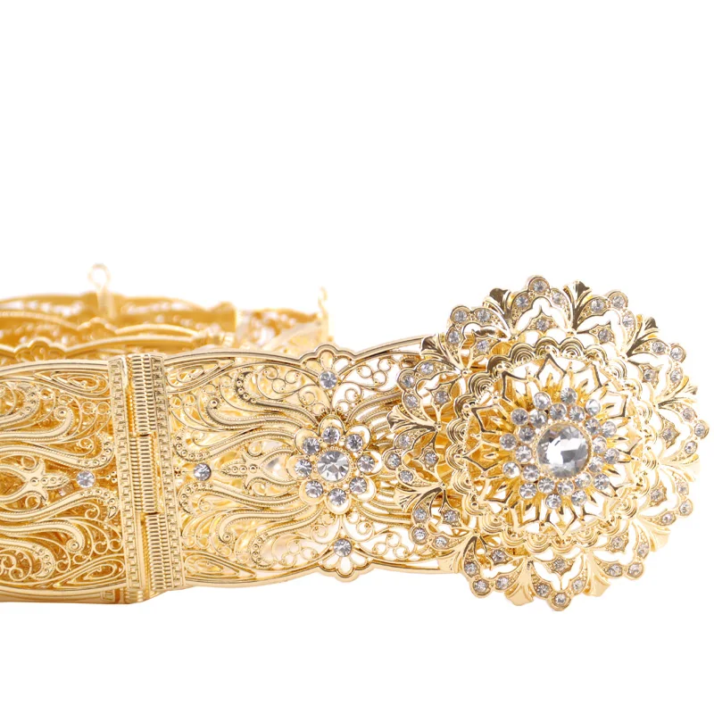 The latest style hollow belly chain belt retro European ladies hollow flower metal belt
