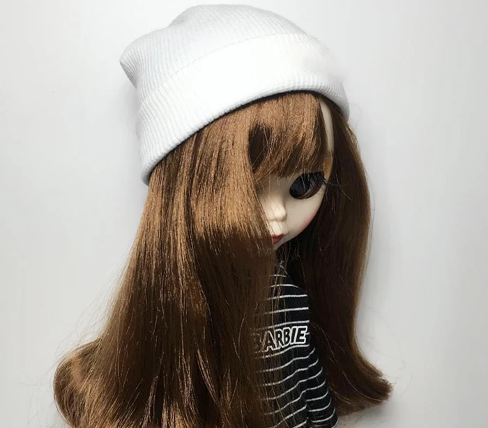 white Модная шапка карамельного цвета для куклы, шапка blyth, вязаная для blyth 1/6, аксессуары для кукольной одежды - Цвет: white