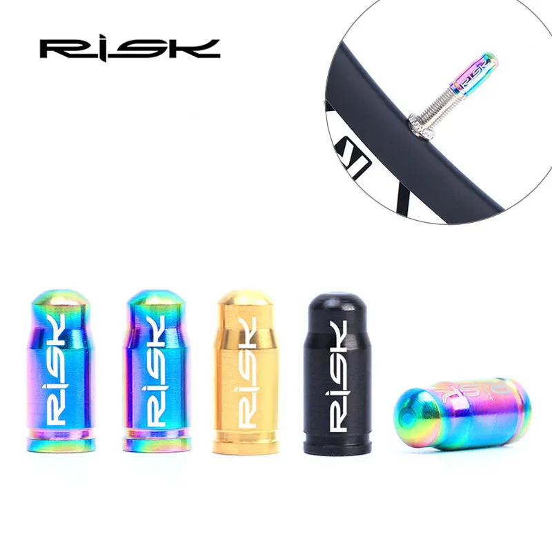 

RISK 2PCS Titanium Bicycle Valve MTB Road Bike Schrader Presta Valve Cap Ultralight Bullet French Cycling Tires Wheel Dust Cover