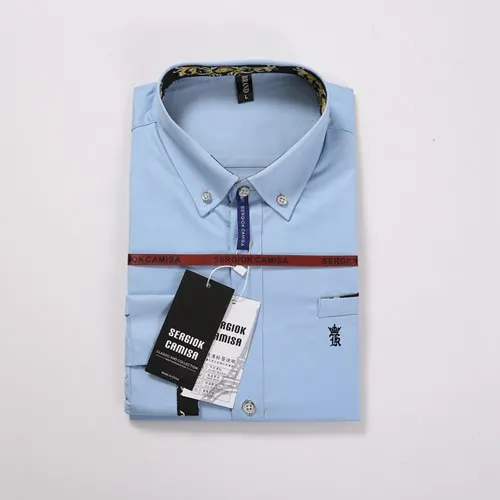 Dudalina Sergio k Camisa, брендовая одежда, мужские рубашки с длинным рукавом, одноцветная рубашка, приталенная, повседневная, светская, мужская рубашка - Цвет: SK1730sky blue