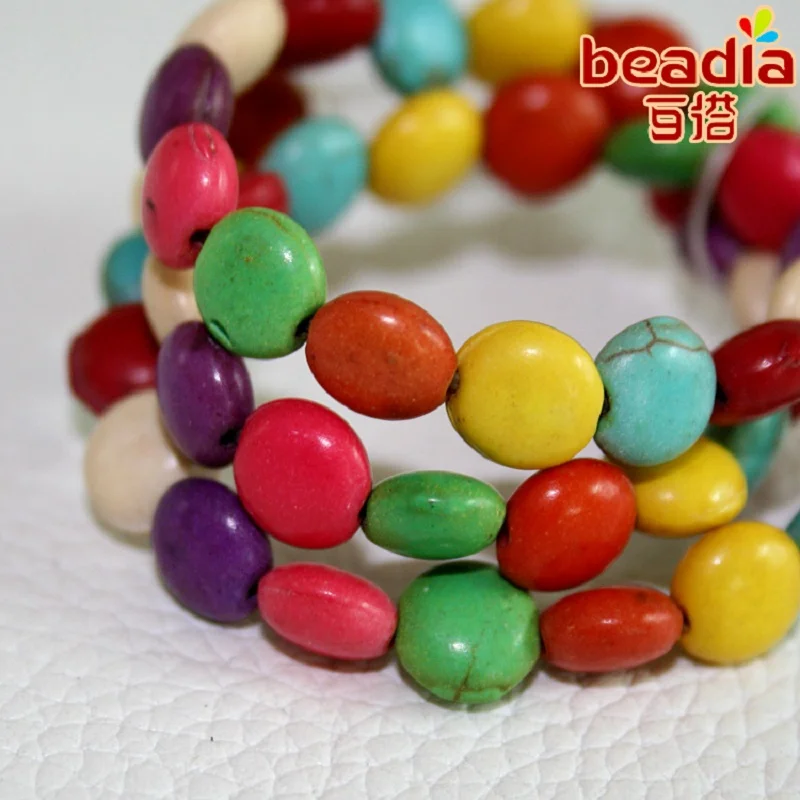 Горячая Распродажа синтетические окрашенные красочные бусины россыпью каменные