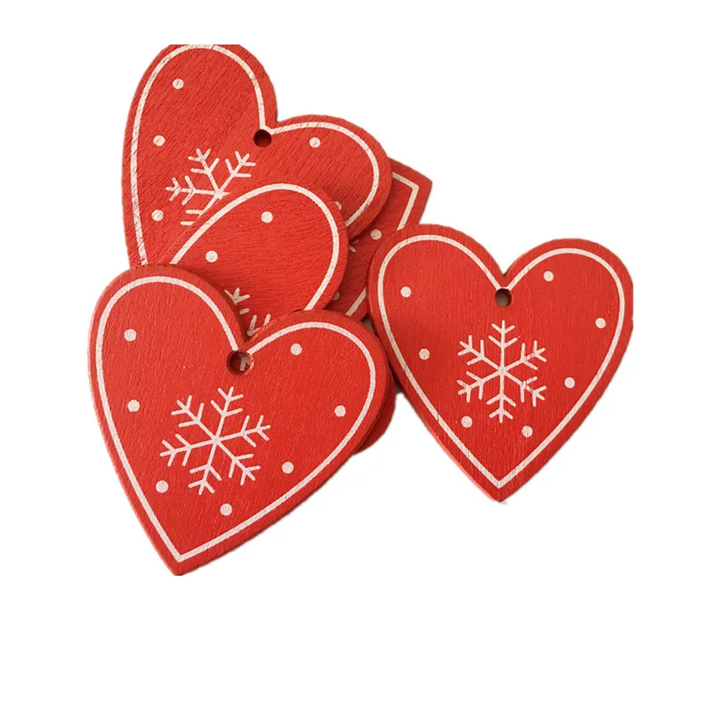 Red love B 10 шт. рождественские деревянные подарки любовь, сердце, звезды, елочные подвесные украшения, рождественские украшения для дома, год Noel Navidad - Цвет: Red love B