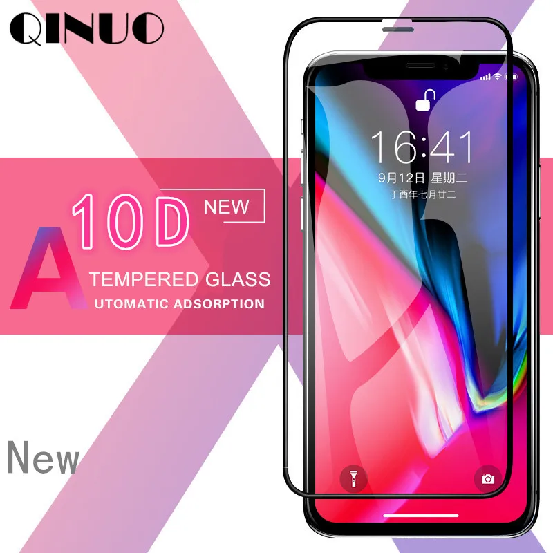 QINUO 10D прозрачная защитная пленка для iPhone X Max XR закаленное стекло 6 6S 7 8 Plus защита от