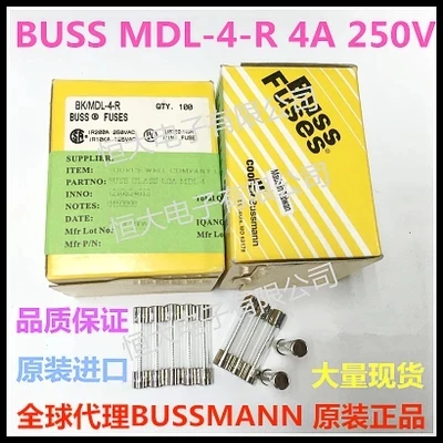 10PCS BUSSMANN 6*32mm 4A T4A 250V glass fuse tube slow melting delay imported fuse